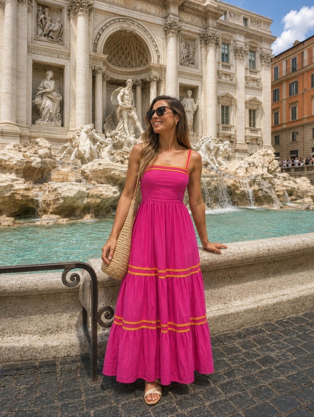 Ted Baker Fuchsia Maxi Skirt with Yellow Trim